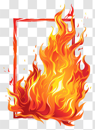 Fire Frame - Vivid Illustration Of Fire And Flames Transparent PNG
