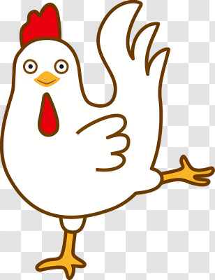 Rooster Illustration - Cartoon Chicken With Playful Pose Transparent PNG