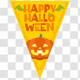 Halloween Flag Garland - Happy Halloween Festive Banner Illustration Transparent PNG