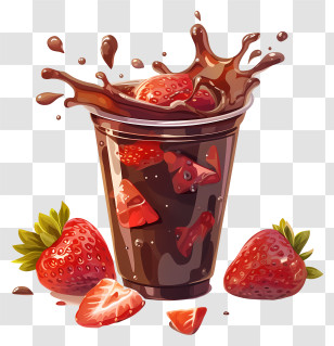 Chocolate Milk - Chocolate Drink With Strawberries Transparent PNG