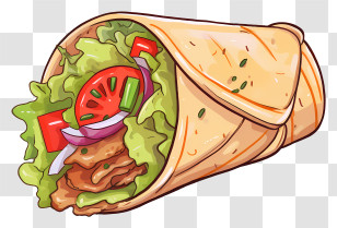 Pita Bread - Shawarma Wrap With Vegetables Illustration Transparent PNG