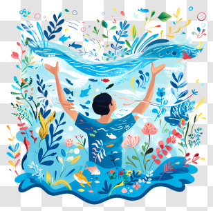 World Water Day - Person Surrounded By Water And Plants Transparent PNG