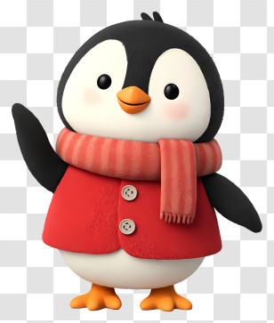 Cute Cartoon Penguin - Cute Penguin In Red Scarf Transparent PNG