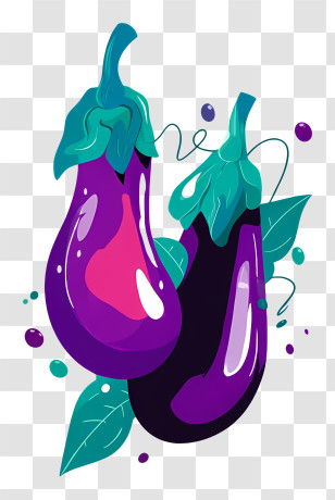 Eggplant Logo - Purple Eggplants With Leaves Transparent PNG