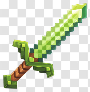 Minecraft Sword - Pixel Art Sword In Green Transparent PNG