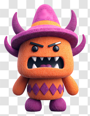 Mascot Horror - Cartoon Monster With Horns Transparent PNG