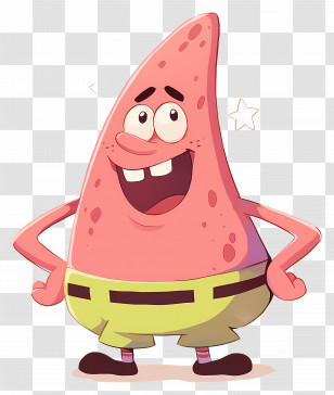 Patrick Star - Playful Pink Cartoon Starfish Character Transparent PNG