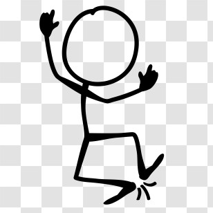 Stick Figure - Black And White Stick Figure Dancing Illustration Transparent PNG