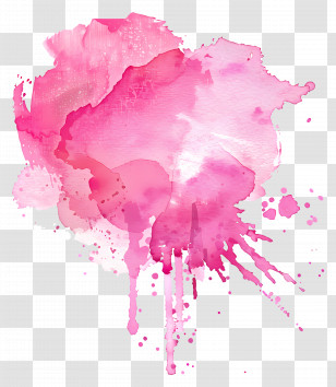 Pink Watercolor Stain - Pink Watercolor Splash In Abstract Design Transparent PNG