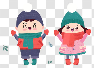 Winter Clothing Gloves Red Jacket Blue Jacket Hat Transparent PNG
