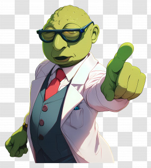 Balding Scientist - Green Scientist Cartoon Character Transparent PNG