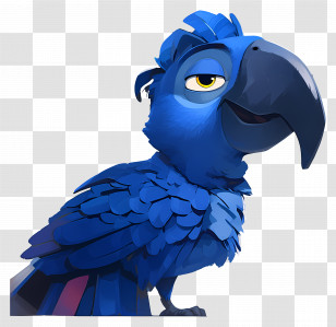 Blue Macaw - Blue Cartoon Parrot With Expressive Face Transparent PNG