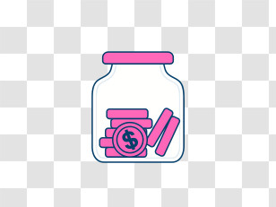 Glass Jar - Savings Jar With Colorful Coins Transparent PNG