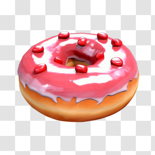 Donut - Donut With Pink Glaze And Red Sprinkles Transparent PNG