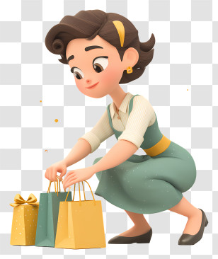 Black Friday Woman Shopping - Woman Arranging Shopping Bags Transparent PNG