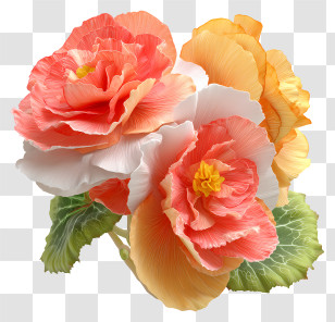 Begonia Flower - Vibrant Colorful Flowers In Bloom Transparent PNG