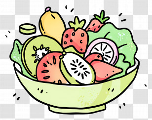Fresh Salad - Illustration Of Fruit Salad In A Cartoon Style Transparent PNG