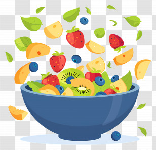 Fruits Salad - Healthy Mix Of Fruits In A Bowl Illustration Transparent PNG