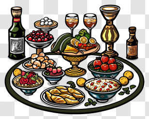 Ramadan Feast - Traditional Feast With Various Dishes Transparent PNG