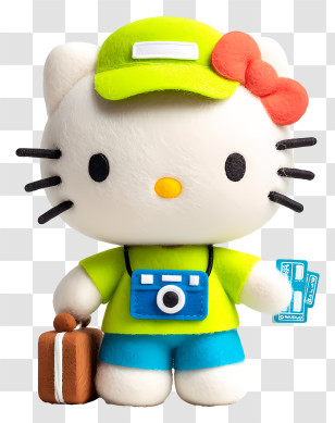 Hello Kitty Tourist - Traveling Hello Kitty Figure Transparent PNG