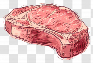 Meat - Illustration Of A Ribeye Steak Transparent PNG