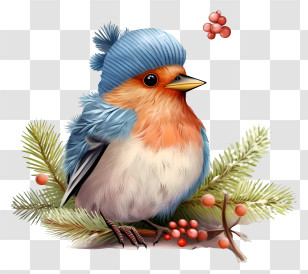Small Bird - Cute Bird With Winter Hat Transparent PNG