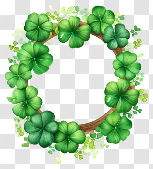 Watercolor St Patrick Board - Green Clover Wreath Decoration Transparent PNG