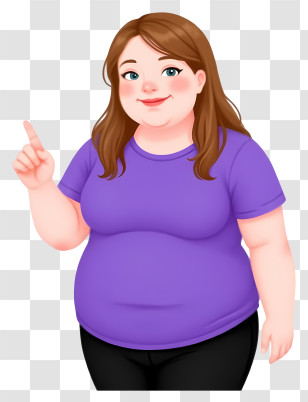 Overweight Woman - Woman In Purple Shirt Pointing Transparent PNG