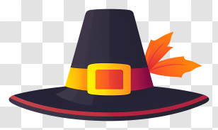 Pilgrim Hat - Pilgrim Hat With Orange Feather Decoration Transparent PNG
