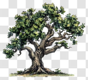 Oak Tree - Illustration Of A Majestic Oak Tree Transparent PNG