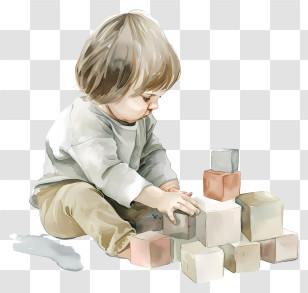 Child - Child Playing And Stacking Wooden Blocks Transparent PNG