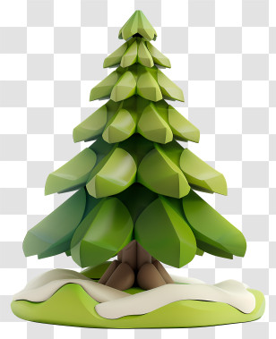 Evergreen - Cartoon Christmas Tree With Snow Transparent PNG