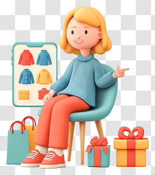 Online Clothing Store - Woman Browsing Online Shopping Transparent PNG