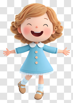 Little Girl Dancing - Joyful Girl In Blue Dress Transparent PNG