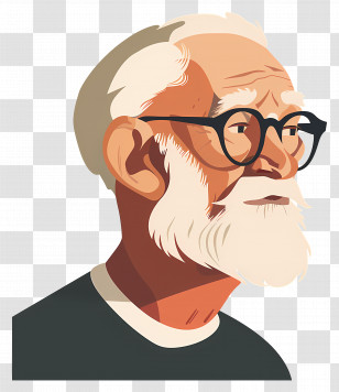 Cartoon Grandfather - Old Man With Glasses And Beard Transparent PNG