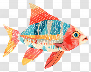 Fish - Colorful Vibrant Fish Illustration Transparent PNG
