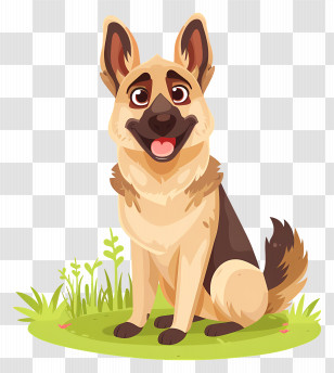 Dog German Shepherd - Sitting German Shepherd Cartoon Illustration Transparent PNG