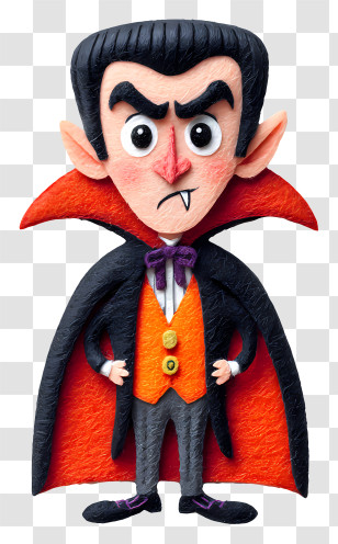 Spooky Dracula - Cartoon Vampire With Red Cape Transparent PNG