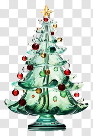 Glass Christmas Tree - Elegant Glass Christmas Tree With Ornaments Transparent PNG