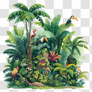 Rainforest - Vibrant Tropical Jungle Scene Transparent PNG