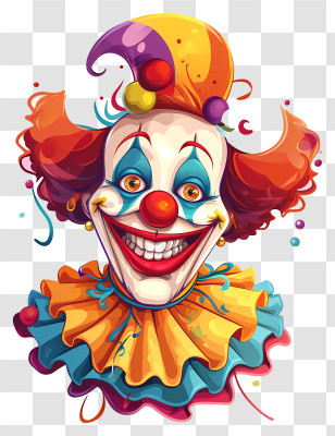 Clown - Scary Clown Face With Bold Colors Transparent PNG