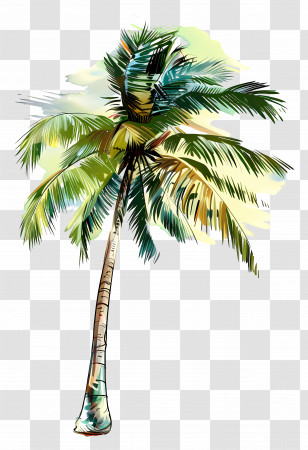 Palm Tree - Tropical Summer Coconut Palm Tree Illustration Transparent PNG