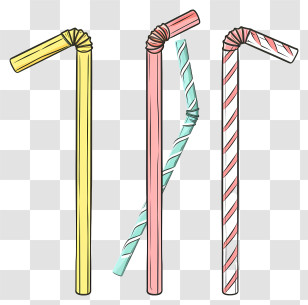 Drinking Straws - Colorful Bendable Straws Transparent PNG