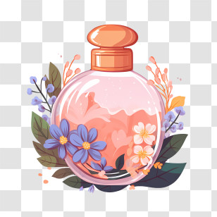 Perfume Bottle - Perfume Bottle With Floral Details Transparent PNG