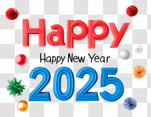 Happy 2025 - Happy New Year 2025 Festive Illustration Transparent PNG
