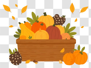 Harvest Basket Arrangement - Autumn Pumpkin Basket Transparent PNG