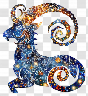 Capricornus - Starry Goat With Cosmic Patterns Transparent PNG