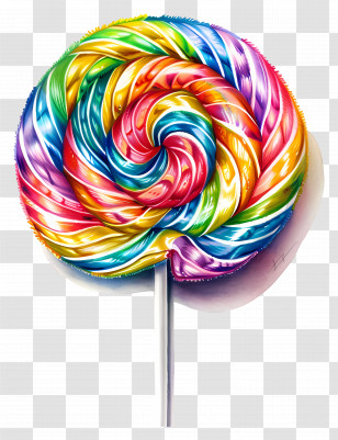 Colorful Lollipop - Colorful Spiral Lollipop Candy Transparent PNG
