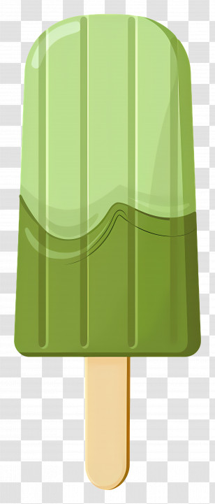 Matcha Ice Cream - Simple Green Popsicle Illustration Transparent PNG