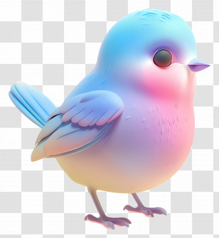 Pastel Bird - Colorful Cute Blue Bird Illustration Transparent PNG